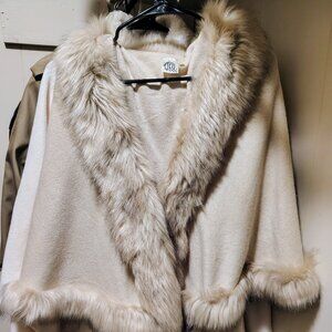 Women’s Luxury Faux Fur Shawl Wrap Cape – Elegant Winter Party Wedding Coat